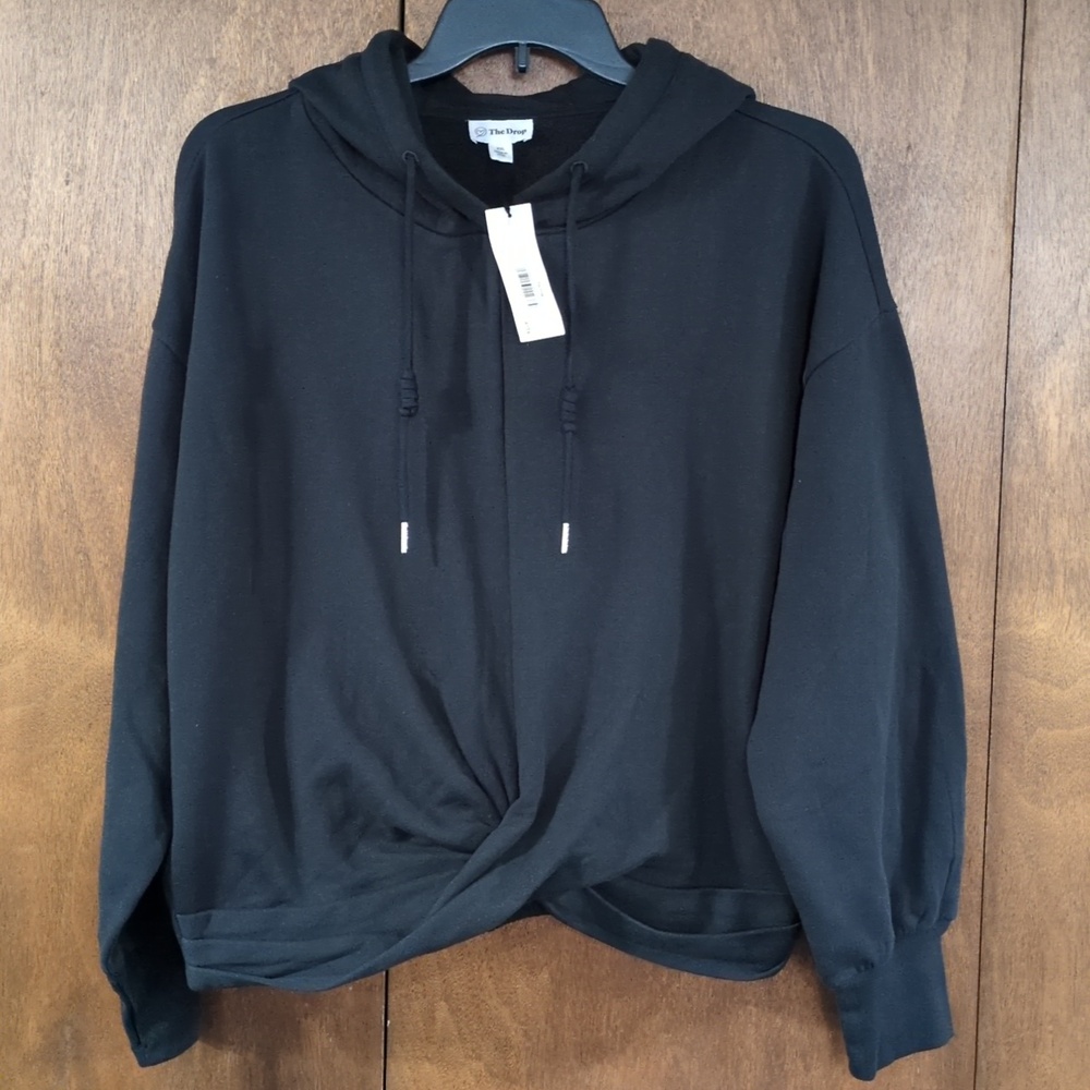 The Drop Black Hooded Twist Front Sweatshirt XXL NWT